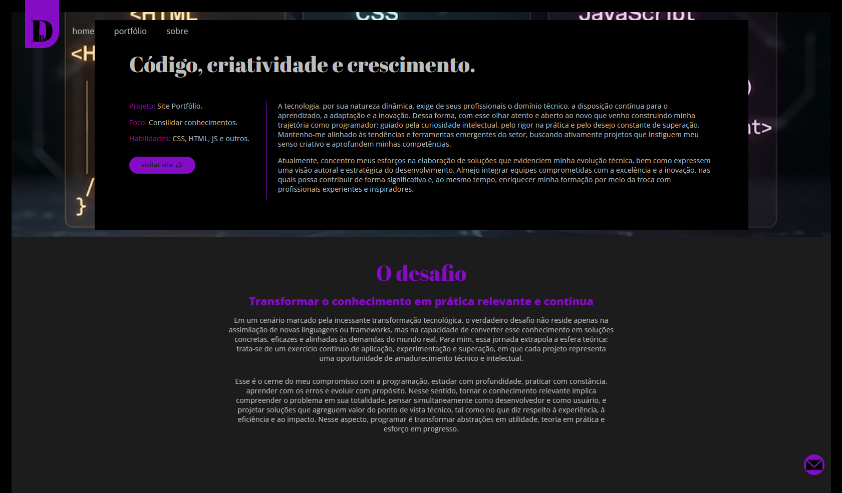 Tela do site 01 Tela do site 01